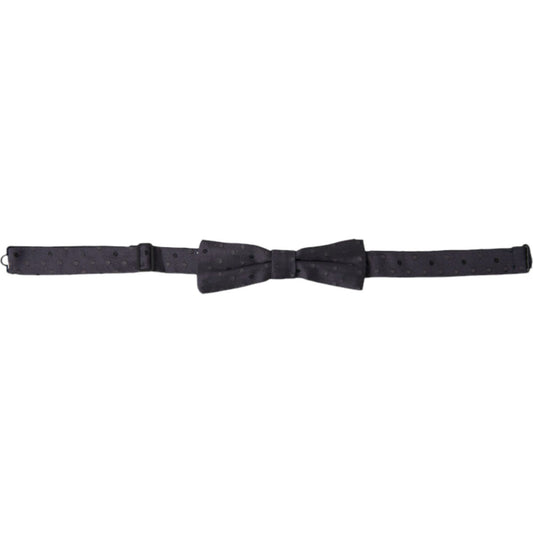 Dolce & Gabbana Blue Polka Dot Silk Adjustable Neck Men Papillon Bow Tie