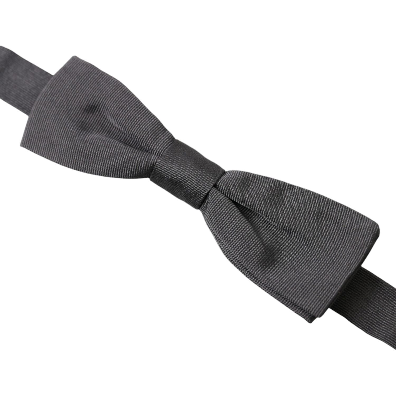 Dolce & Gabbana Dark Gray Silk Adjustable Neck Men Papillon Bow Tie
