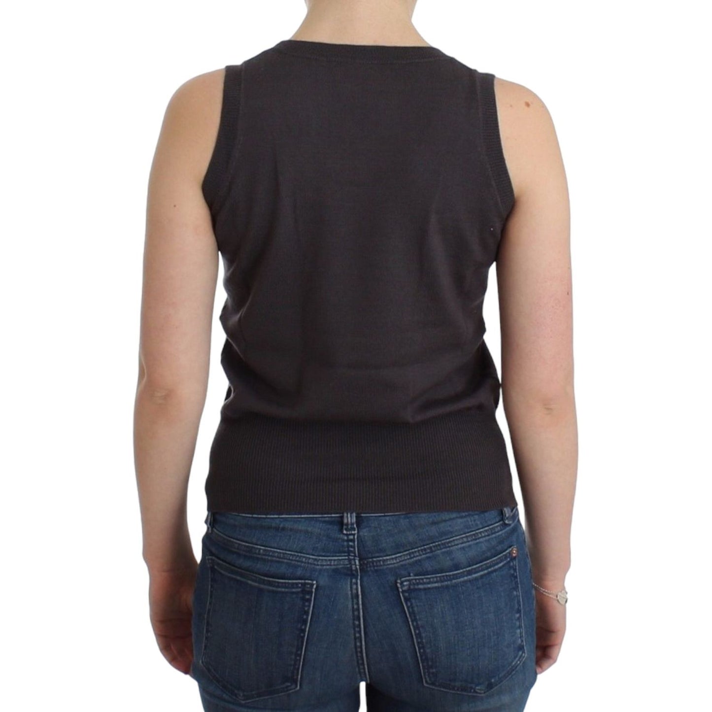 John Galliano Elegant Sleeveless Brown Knit Top John Galliano