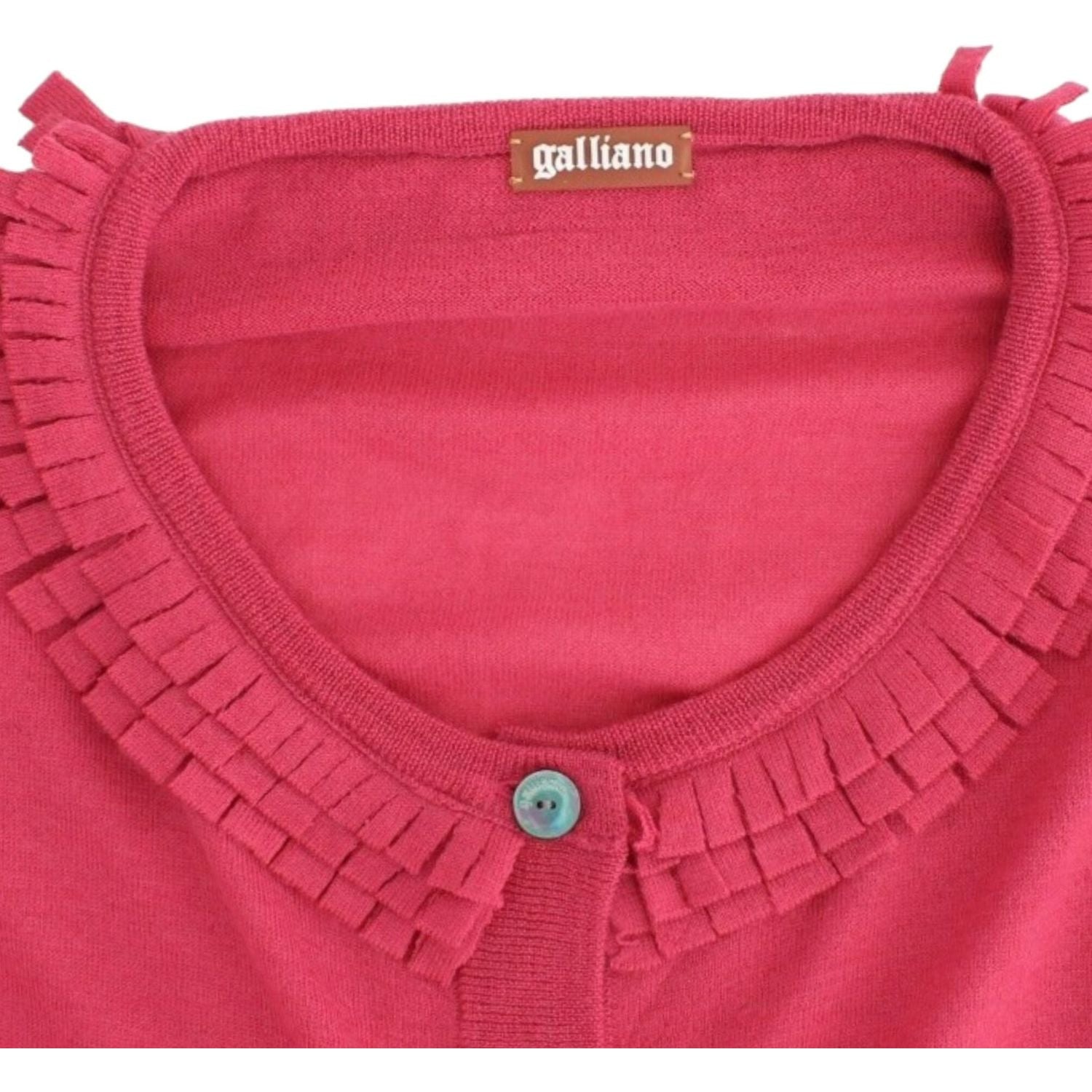 كارديجان من الصوف بتفاصيل كشكش من جون جاليانو باللون الوردي