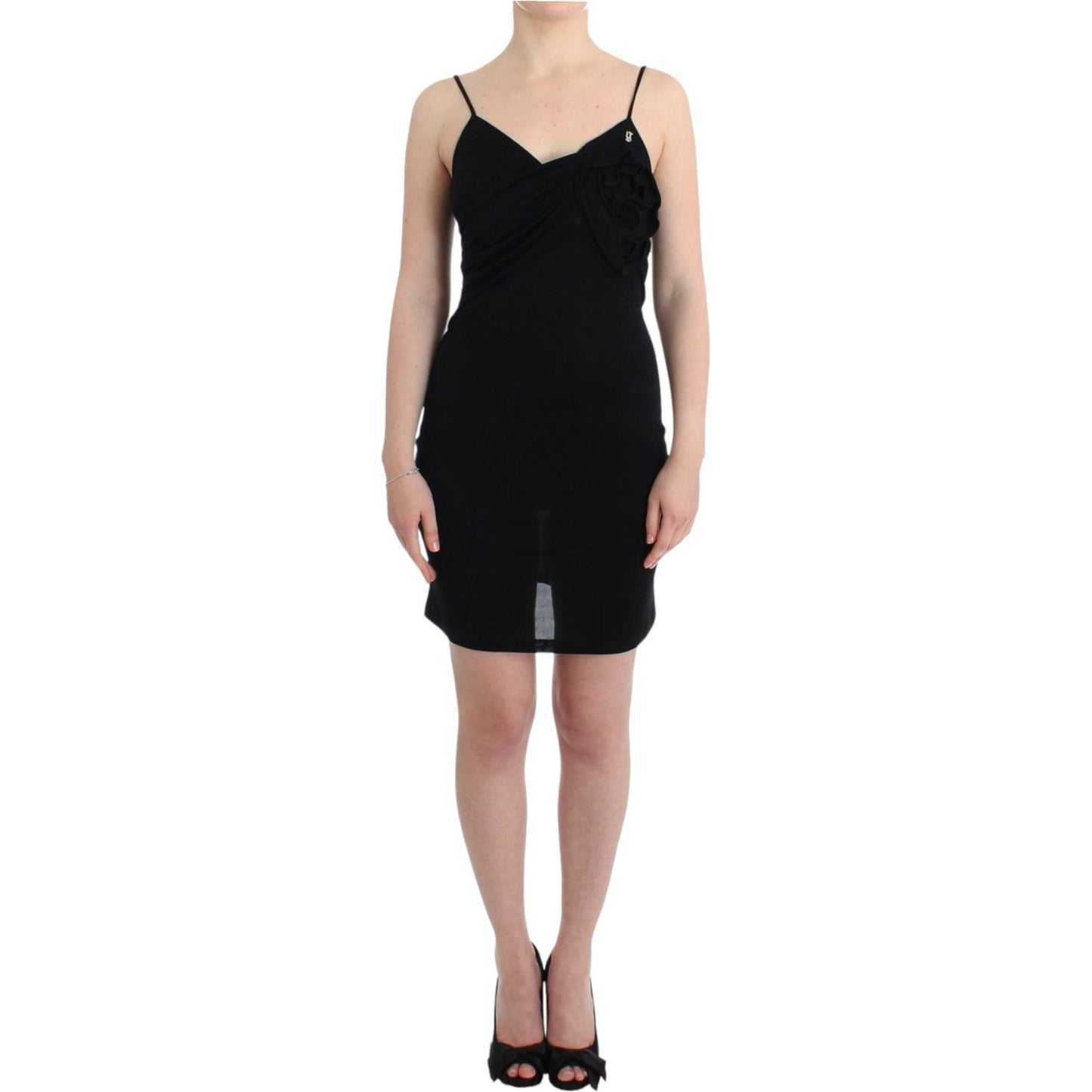 John Galliano Elegant Black Jersey Knee-Length Dress Dresses John Galliano