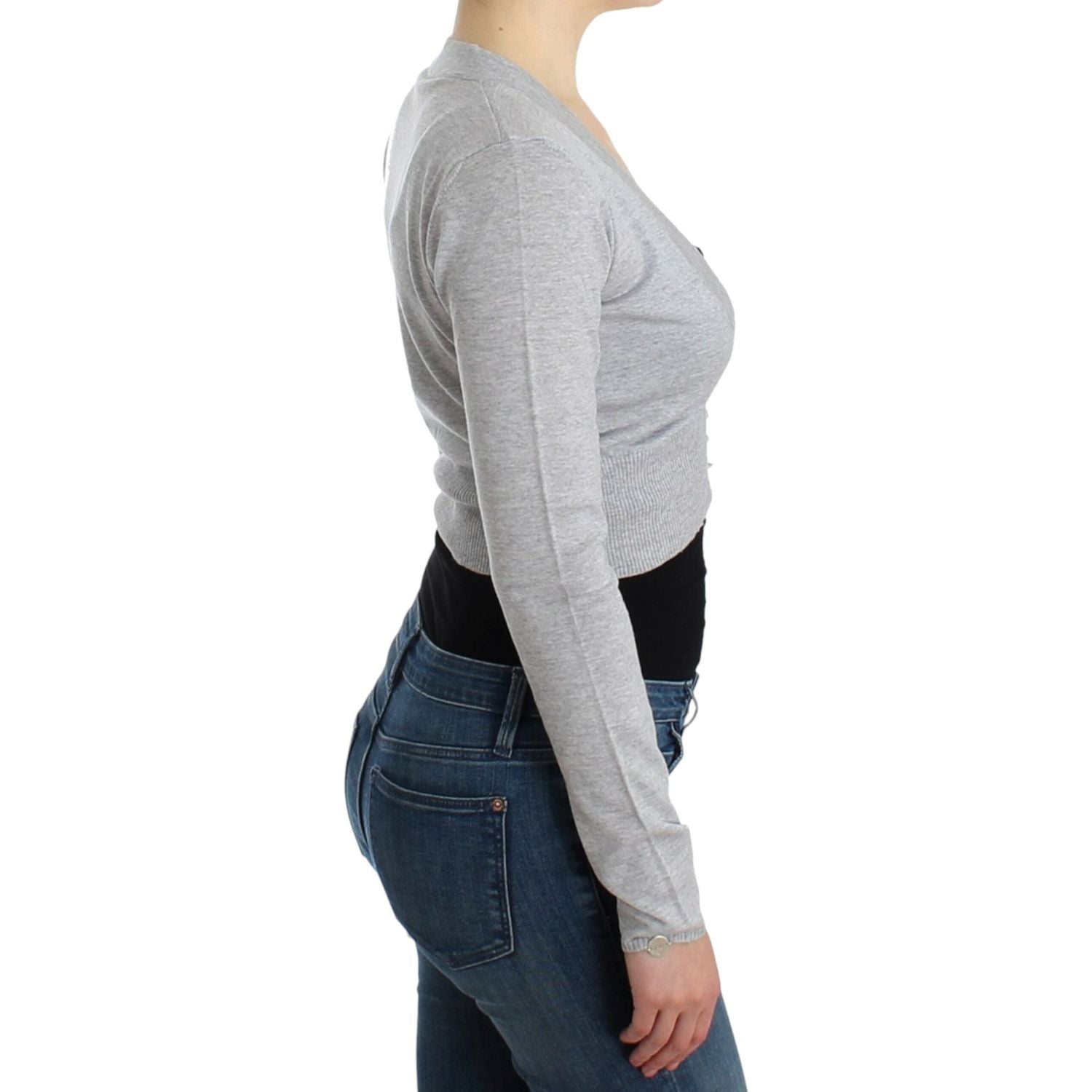 كارديجان كافالي من الصوف البكر المقصوص باللون الرمادي الأنيق