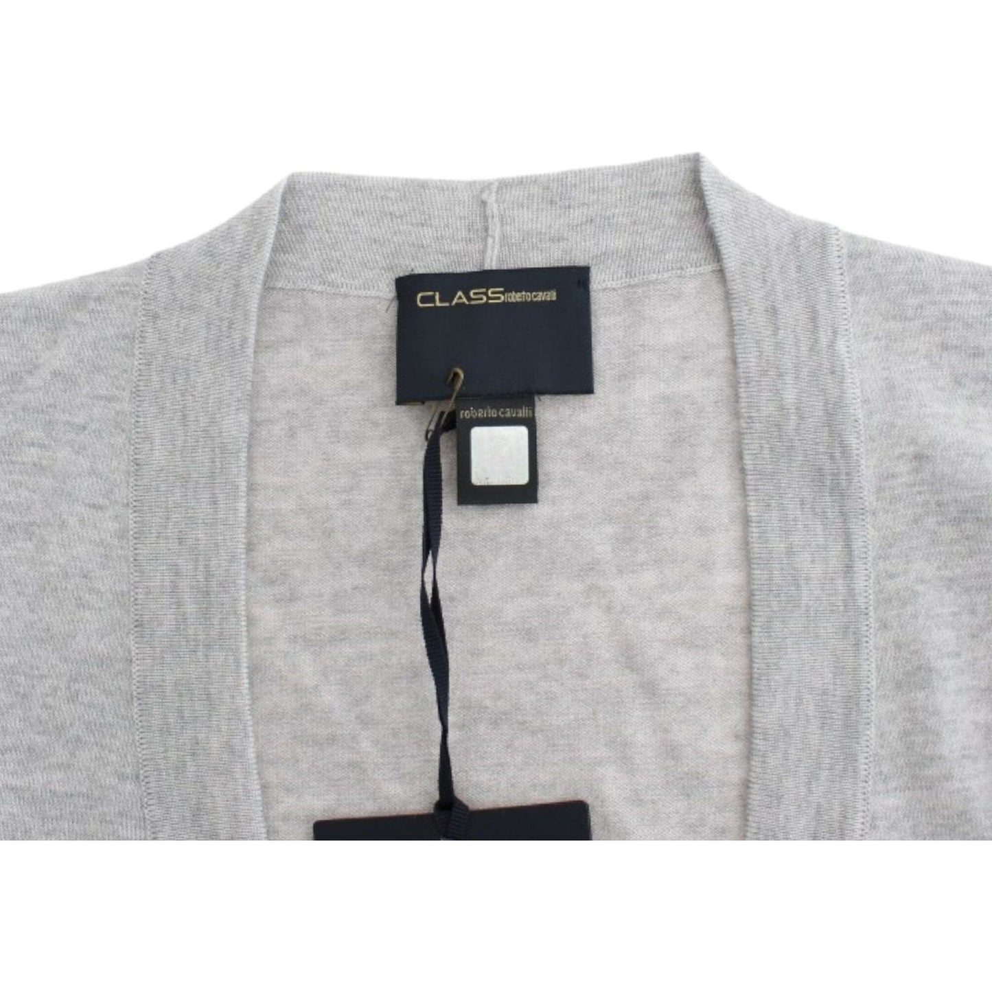 Cavalli Gray cropped wool cardigan