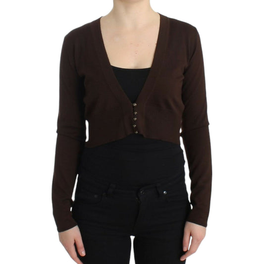 Cavalli Brown cropped wool cardigan Cavalli