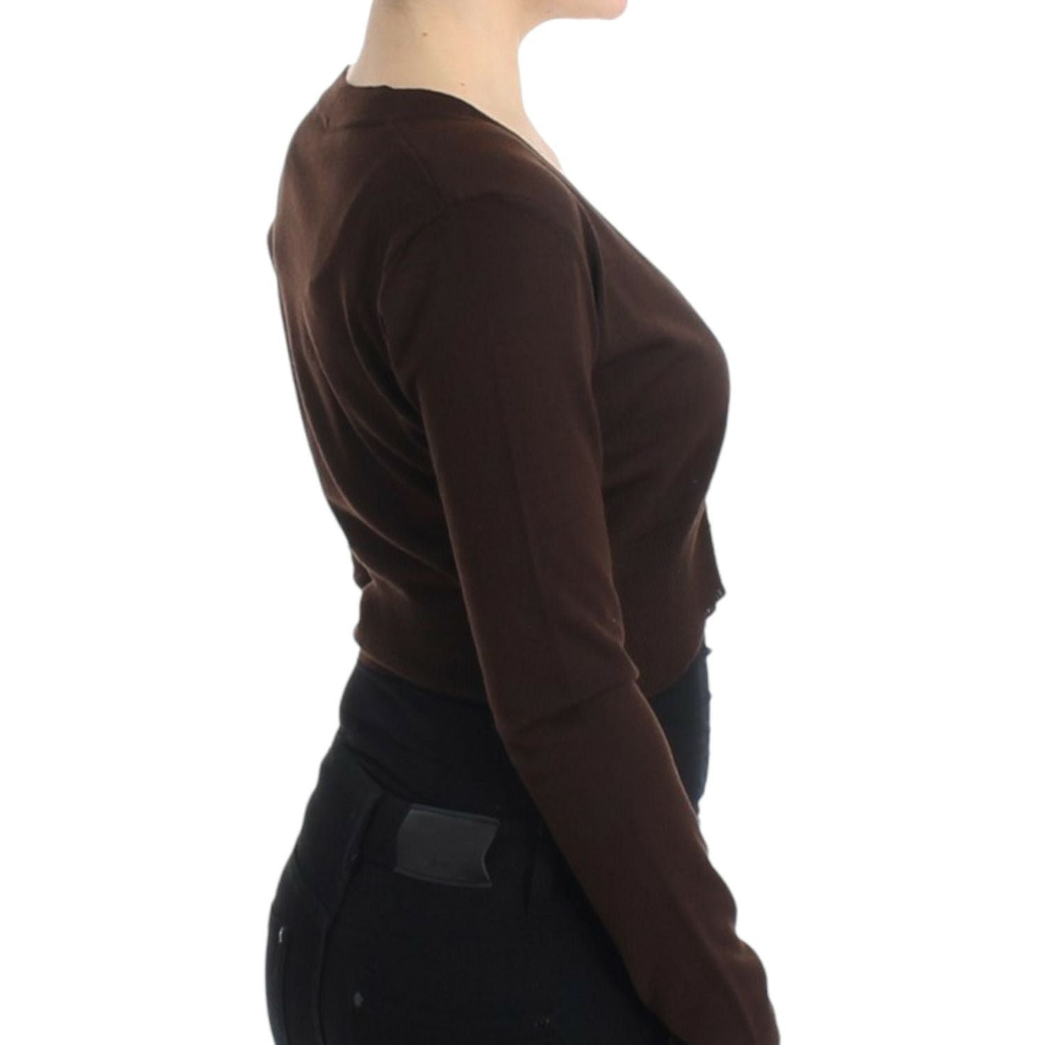 كارديجان قصير أنيق من الصوف البكر باللون البني من كافالي