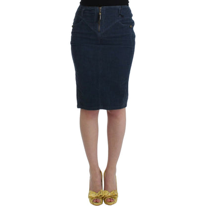 Cavalli Blue corduroy pencil skirt Cavalli