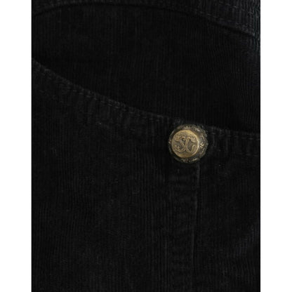 Cavalli Black Corduroy Pencil Skirt Cavalli