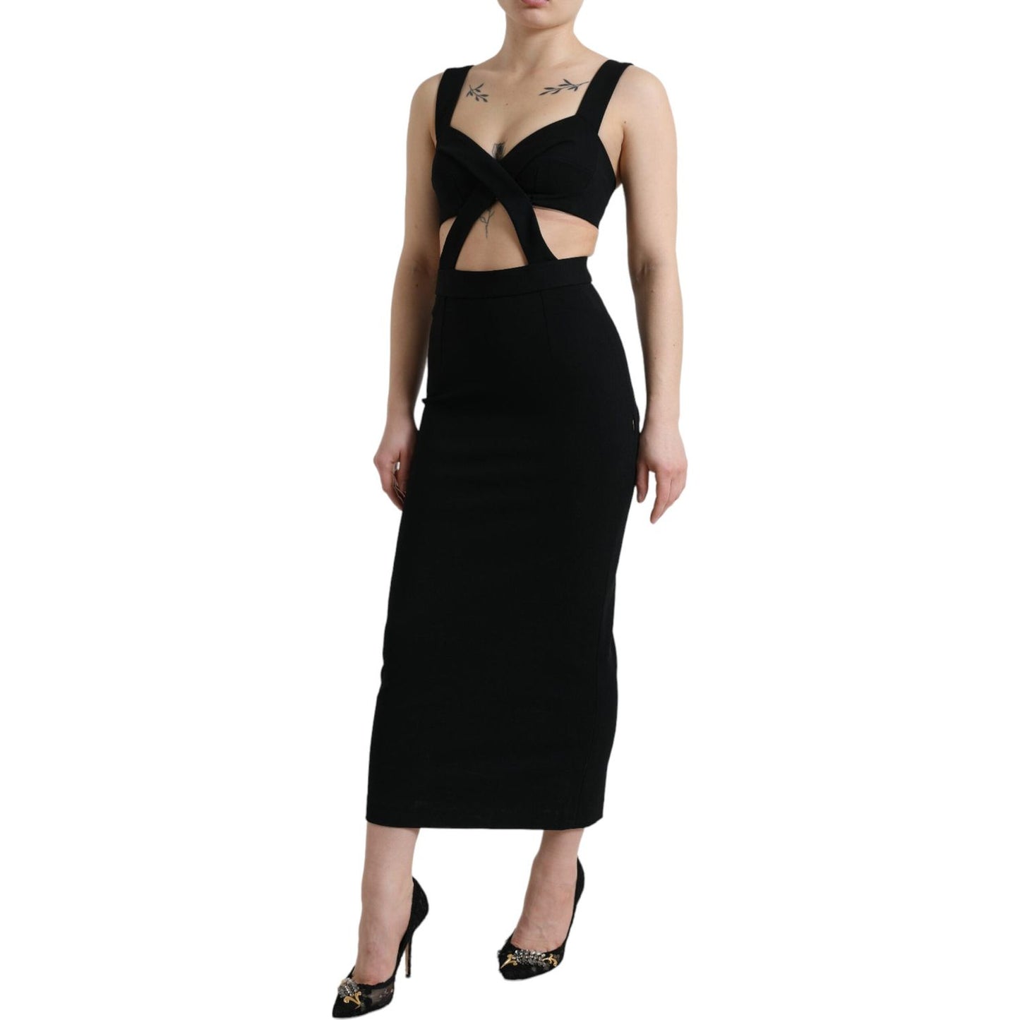 Dolce & Gabbana Glamorous Black Bodycon Midi Dress Dolce & Gabbana