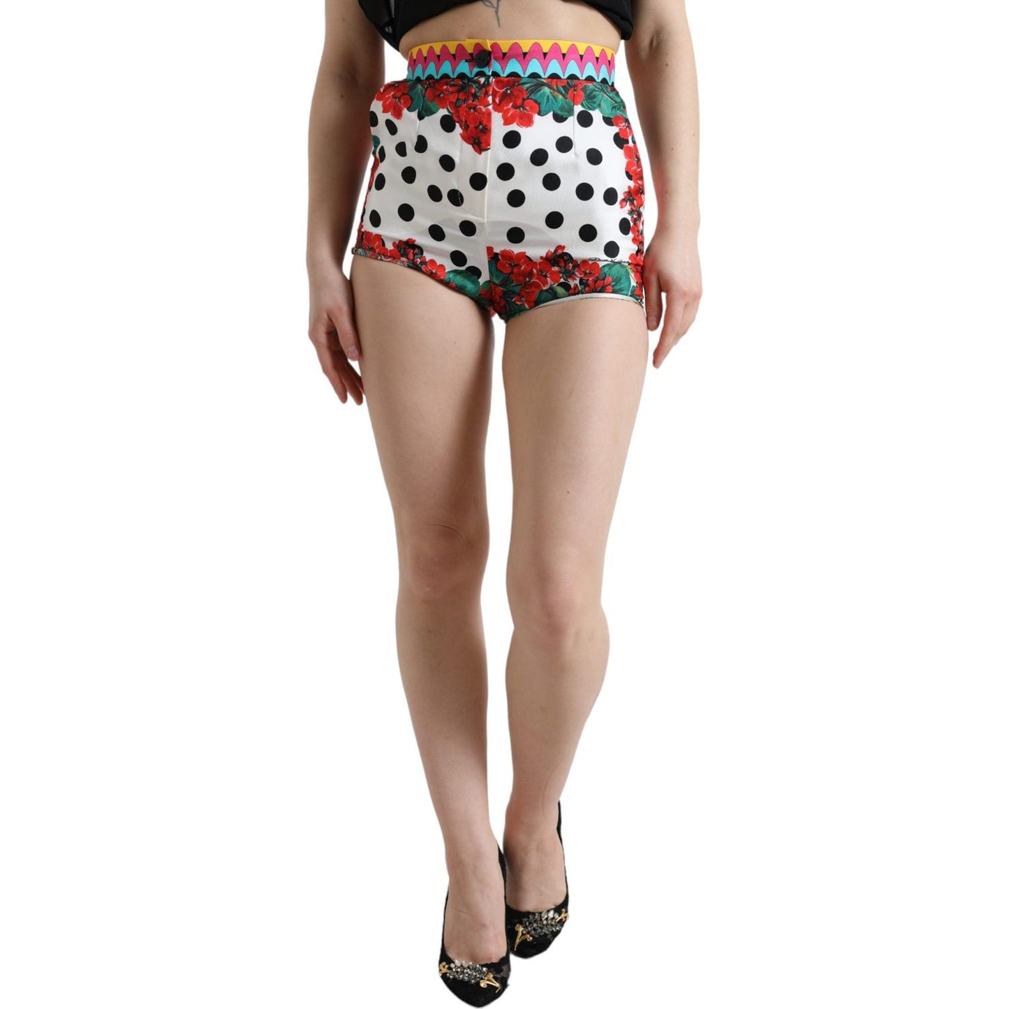 Dolce & Gabbana Multicolor Silk High Waist Hot Pants Dolce & Gabbana