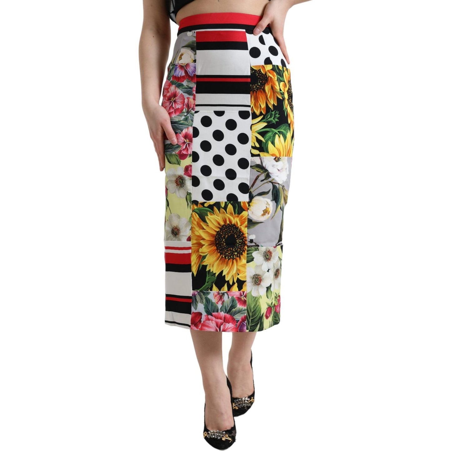 Dolce & Gabbana Glamorous High Waist Patchwork Midi Skirt Dolce & Gabbana