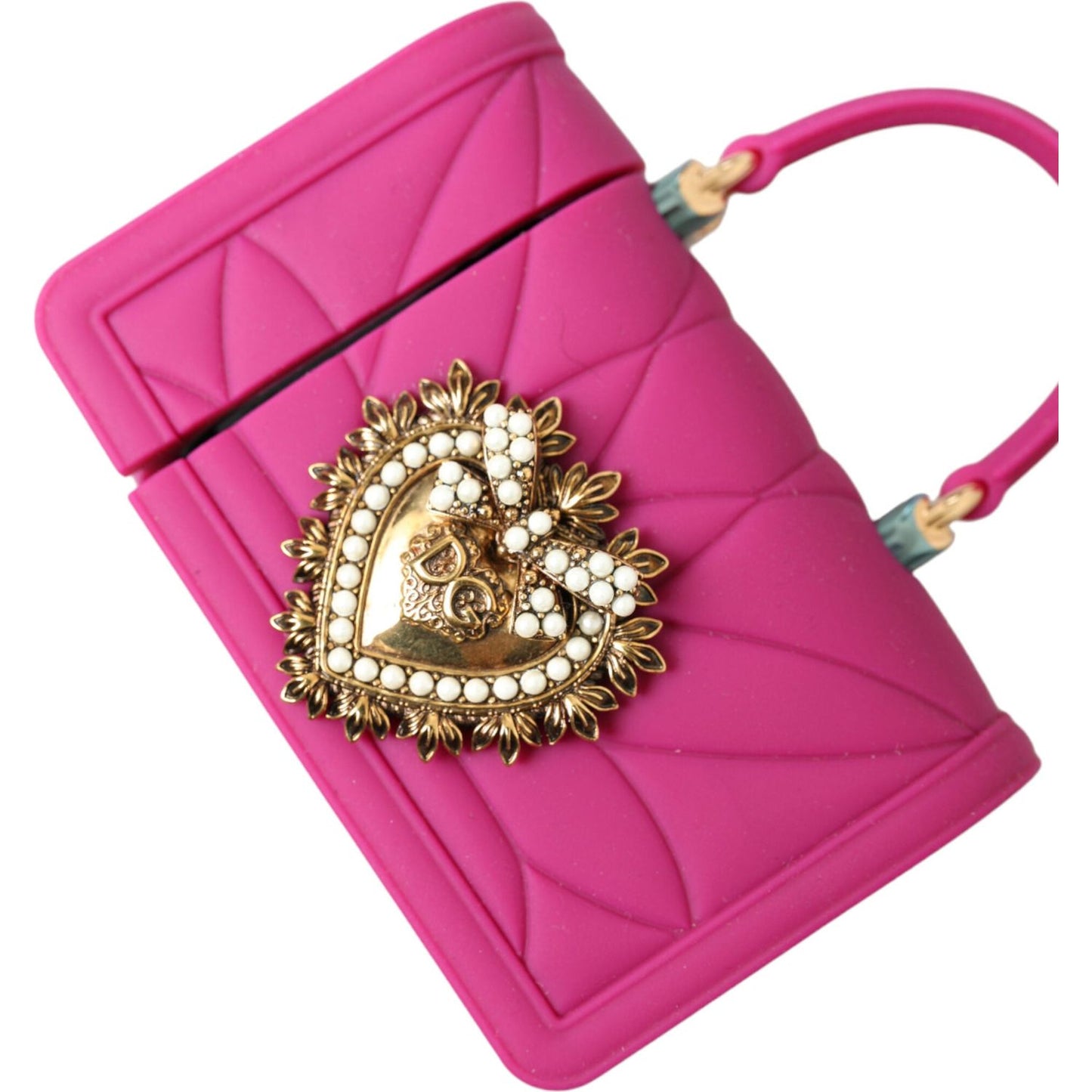 Dolce & Gabbana Chic Quilted Silicone Airpods Case - Pink & Gold Dolce & Gabbana