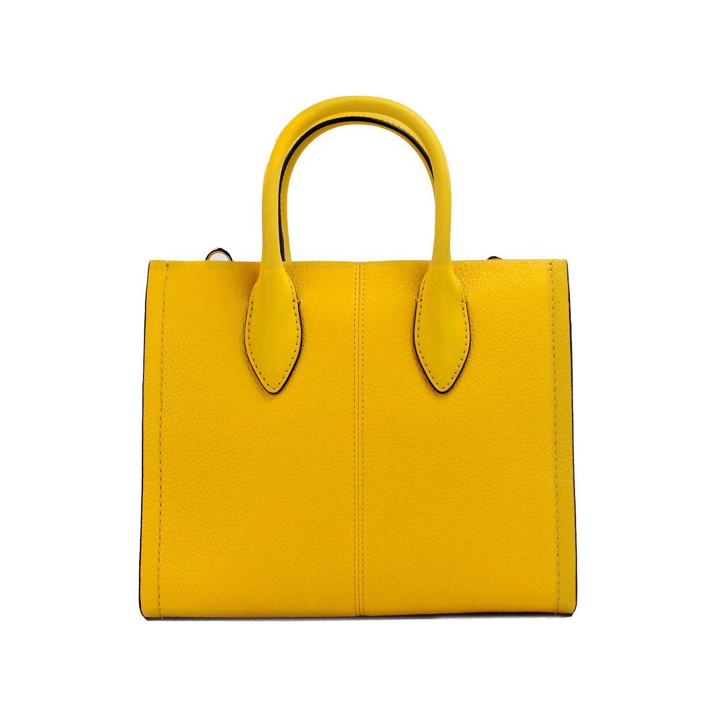 Michael Kors Mirella Small Jasmine Yellow Leather Top Zip Shopper Tote Bag Michael Kors