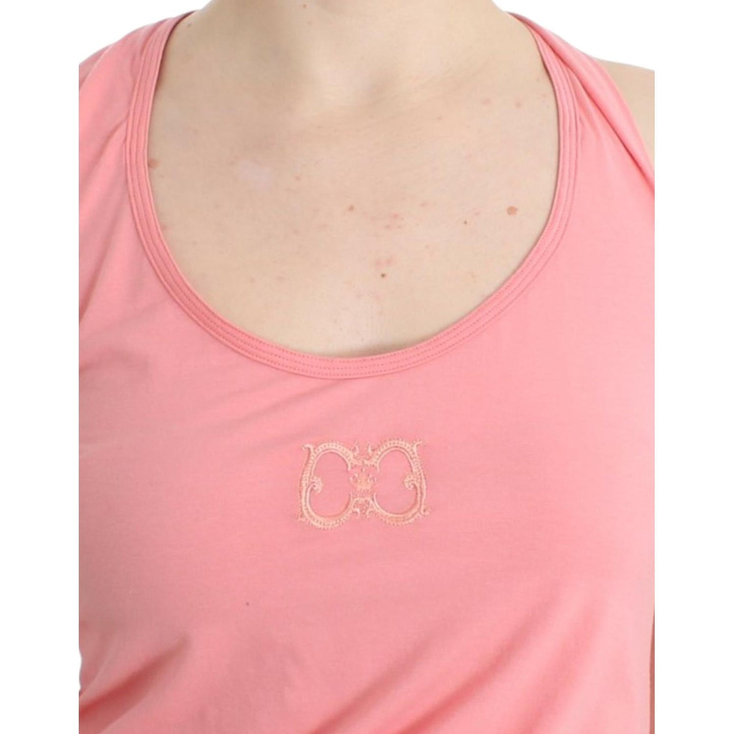 Cavalli Chic Pink Cotton Blend Tank Top Cavalli