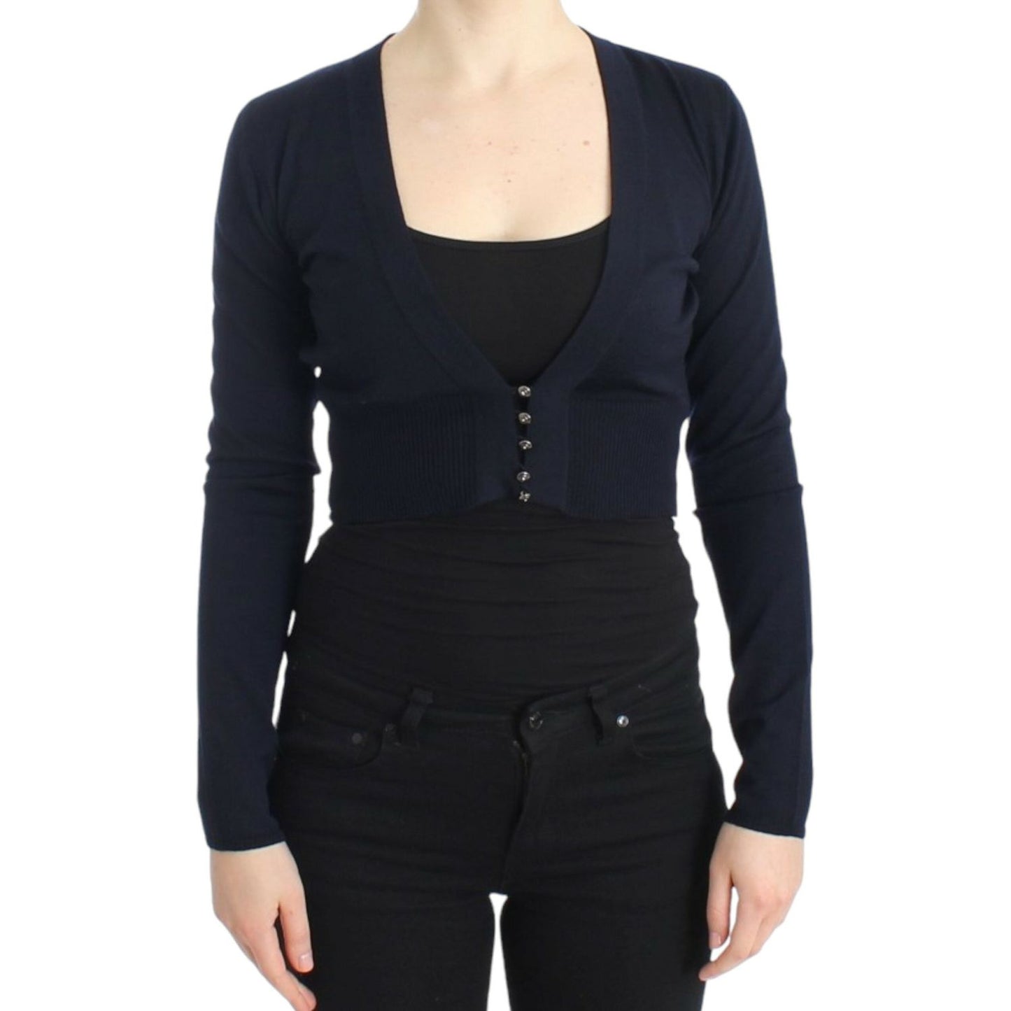 Cavalli Blue cropped wool cardigan Cavalli