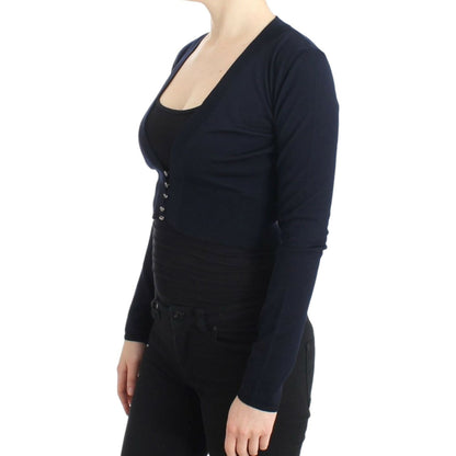 Cavalli Blue cropped wool cardigan Cavalli