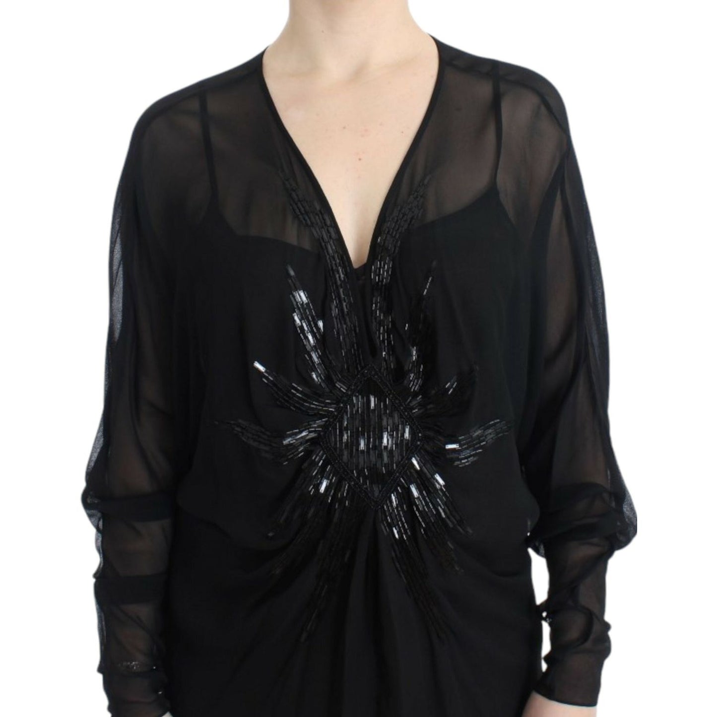 Cavalli Black long sleeve silk dress