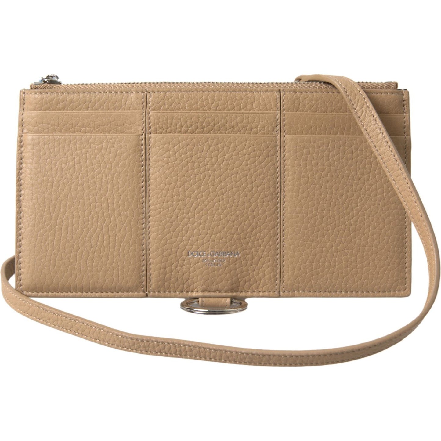 Dolce & Gabbana Elegant Beige Leather Wallet with Detachable Strap Dolce & Gabbana