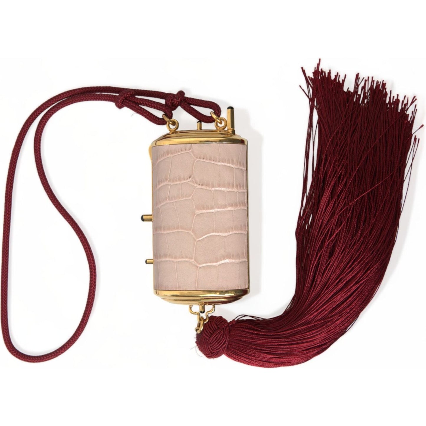 Dolce & Gabbana Exotic Pink Leather Mini Mirror Bag with Tassel Dolce & Gabbana