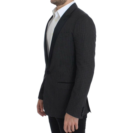 Dolce & Gabbana Elegant Black Polka Dotted Slim Fit Blazer Dolce & Gabbana