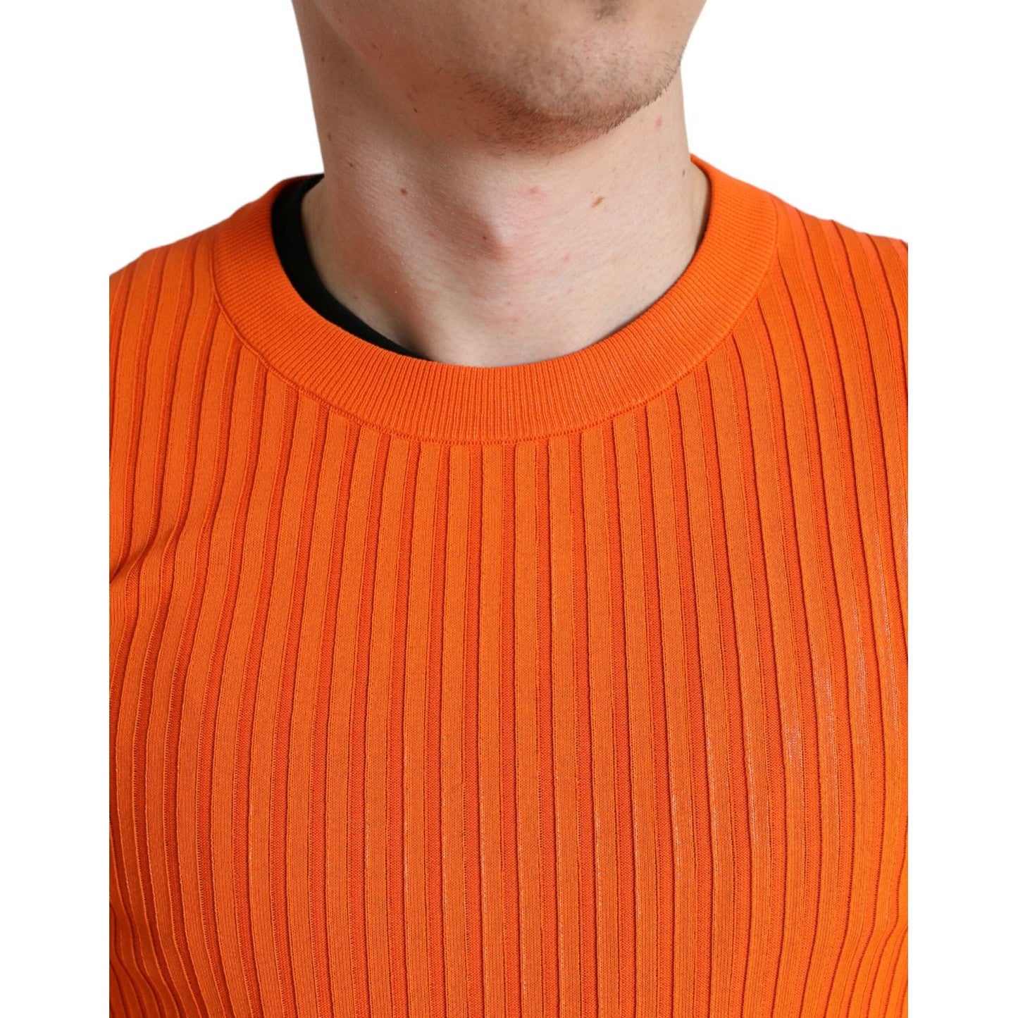 Dolce & Gabbana Sleek Sunset Orange Knitted Pullover Sweater Dolce & Gabbana