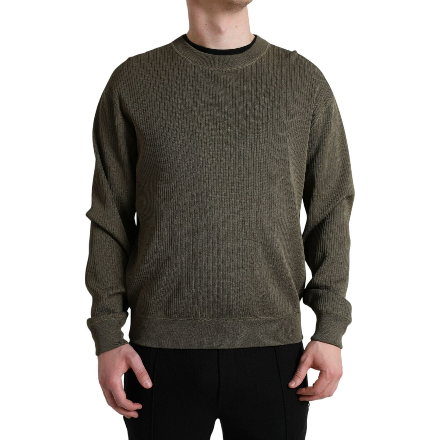 Dolce & Gabbana Elegant Green Crew Neck Sweater Dolce & Gabbana