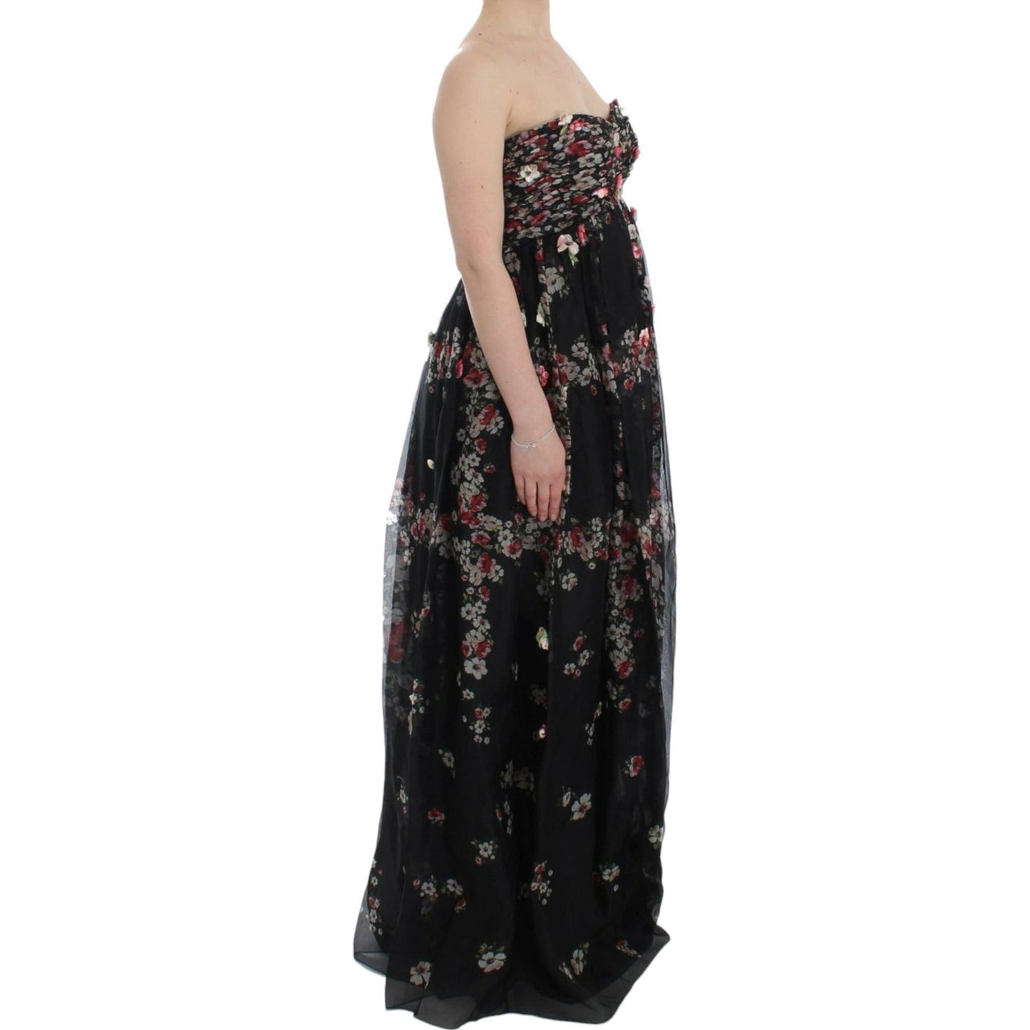 Dolce & Gabbana Elegant Strapless Silk Maxi Dress Dolce & Gabbana