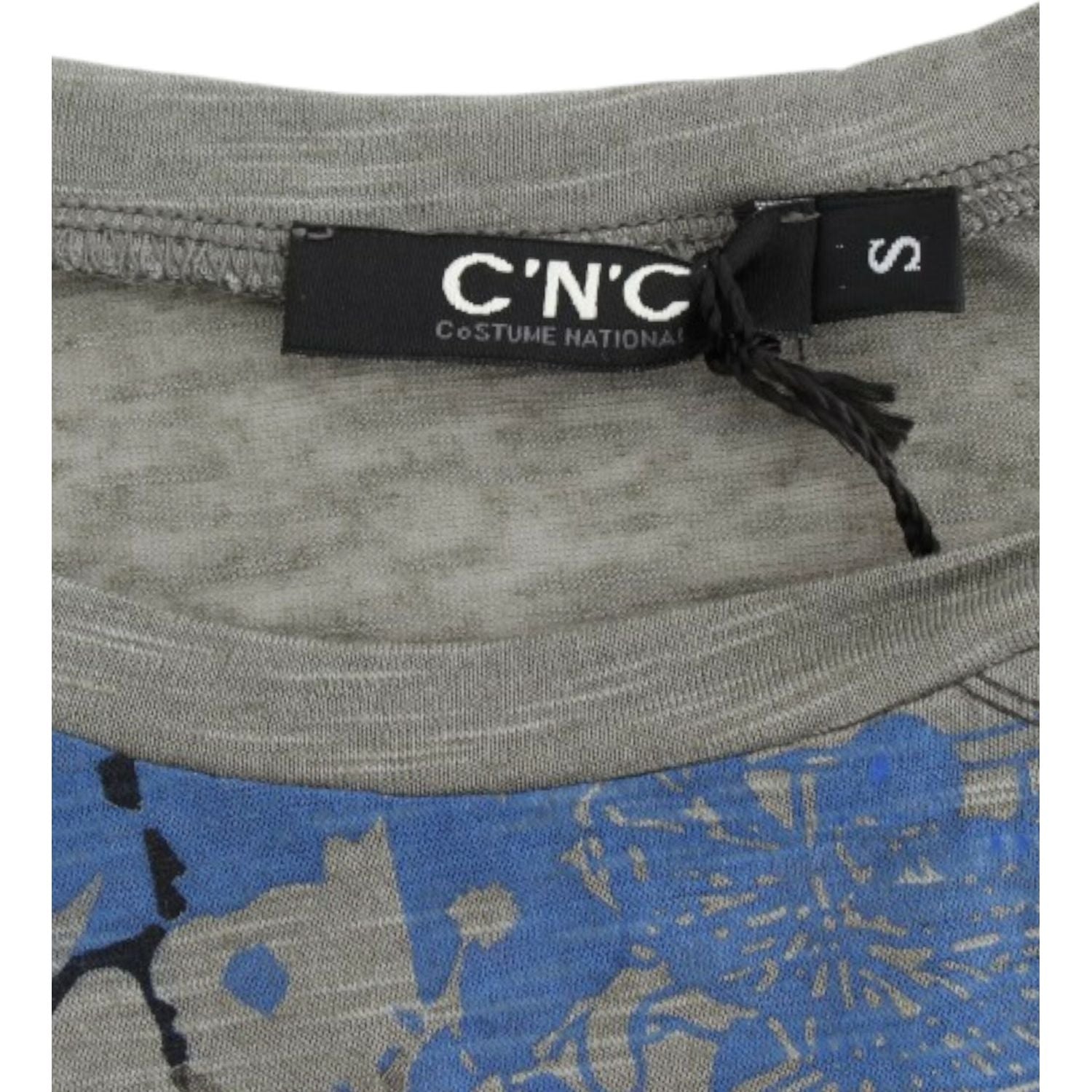 قميص ناشونال شيك بدون أكمام رمادي اللون مع تفاصيل زرقاء