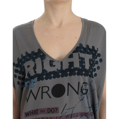 Costume National Gray V-neck long t-shirt