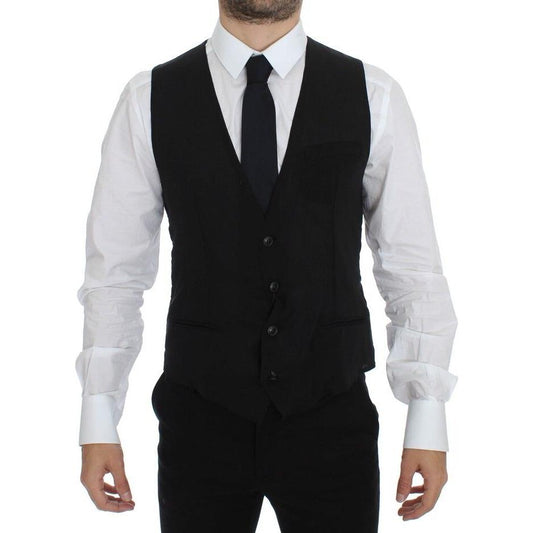 Dolce & Gabbana Elegant Black Wool Dress Vest Dolce & Gabbana