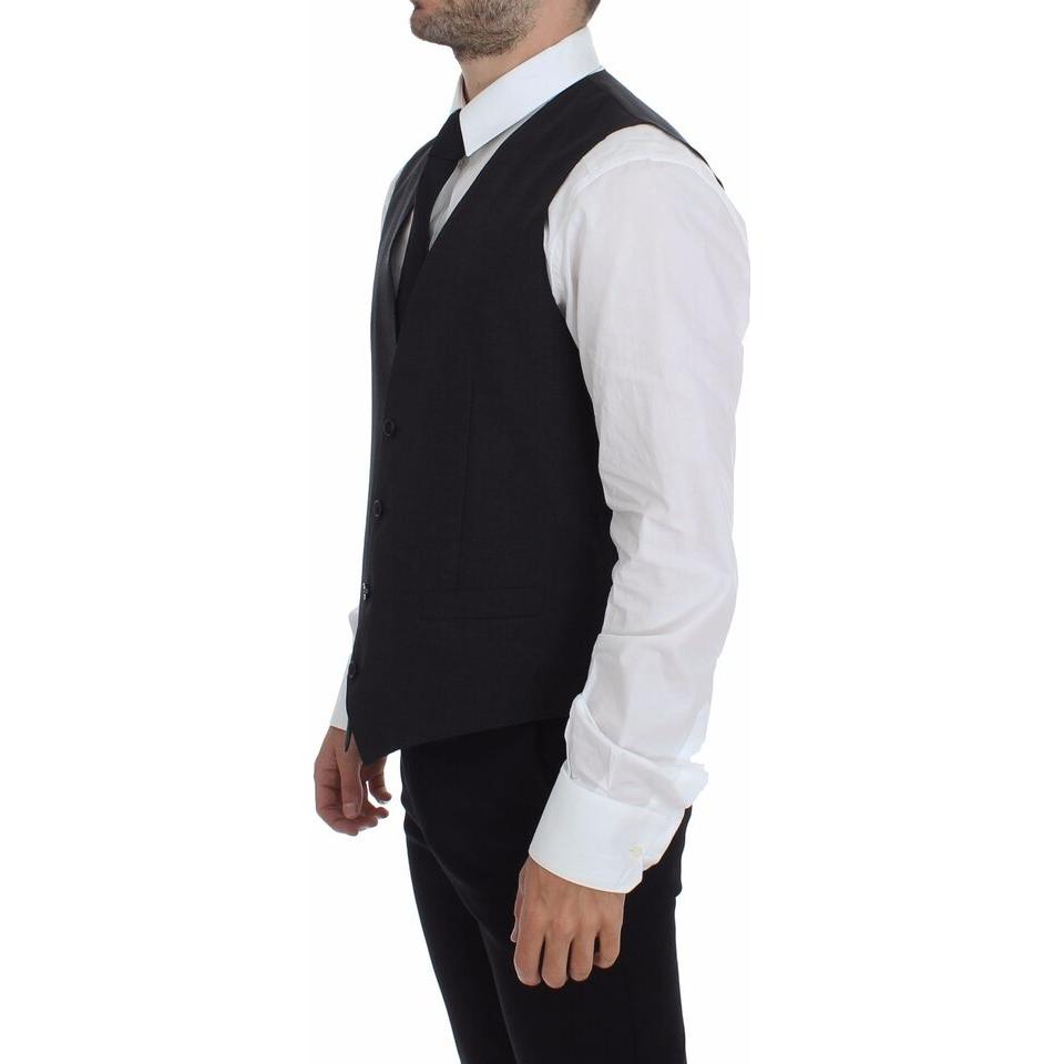 Dolce & Gabbana Sleek Gray Wool Dress Vest Dolce & Gabbana