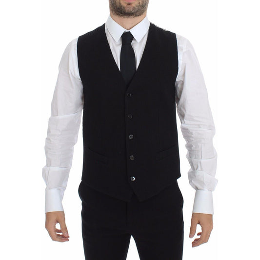 Dolce & Gabbana Black Cotton Dress Vest Blazer Jacket