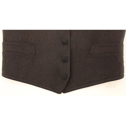 Dolce & Gabbana Brown Cotton Blend Dress Vest Gilet