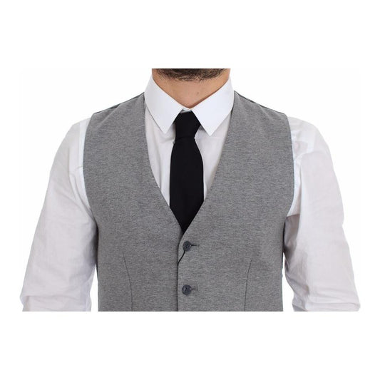 Dolce & Gabbana Elegant Gray Cotton Stretch Dress Vest Dolce & Gabbana