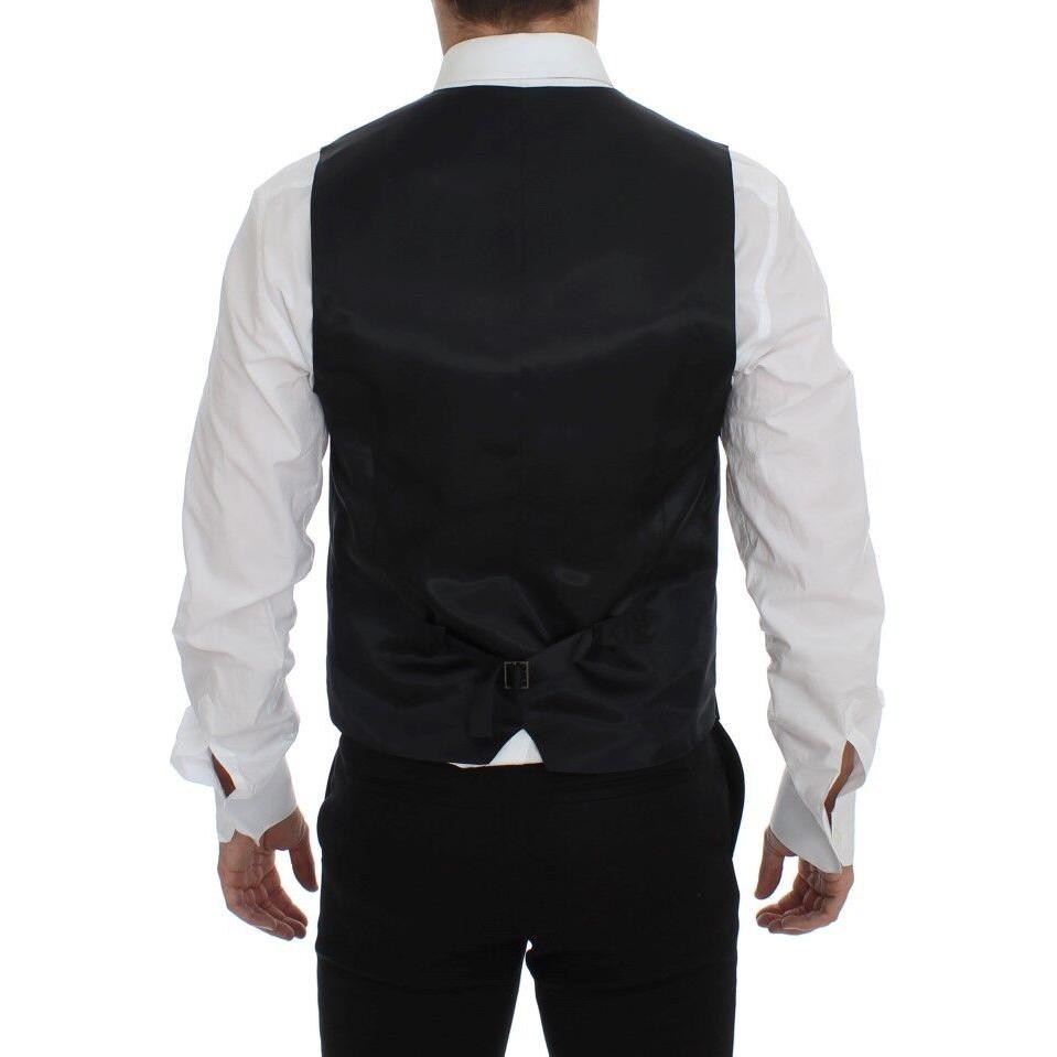 Dolce & Gabbana Gray Wool Silk Dress Vest Gilet Weste