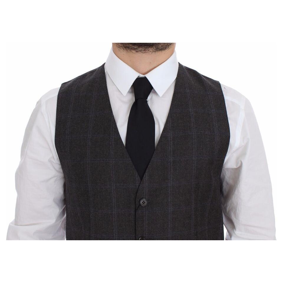 Dolce & Gabbana Elegant Checkered Wool Dress Vest Dolce & Gabbana