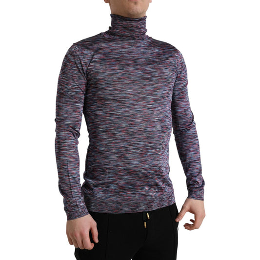 Dolce & Gabbana Elegant Turtleneck Pullover Sweater in Blue Purple Dolce & Gabbana