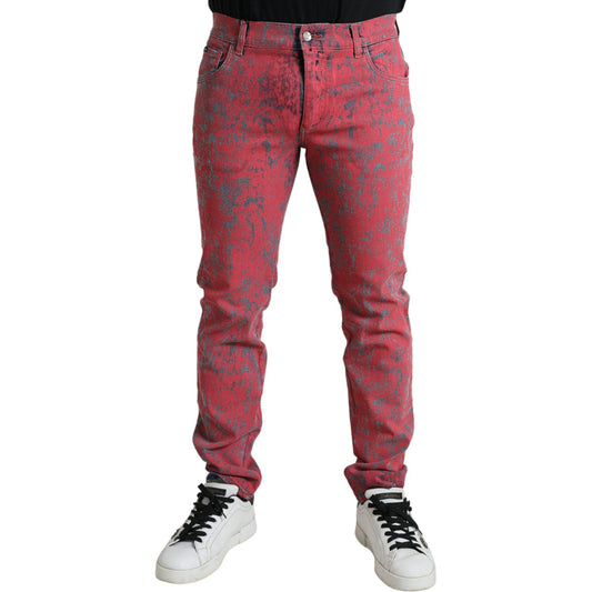 Dolce & Gabbana Red Tie Dye Skinny Denim Jeans Dolce & Gabbana