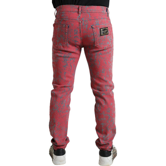 Dolce & Gabbana Red Tie Dye Skinny Denim Jeans Dolce & Gabbana