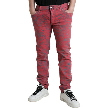 Dolce & Gabbana Red Tie Dye Skinny Denim Jeans Dolce & Gabbana