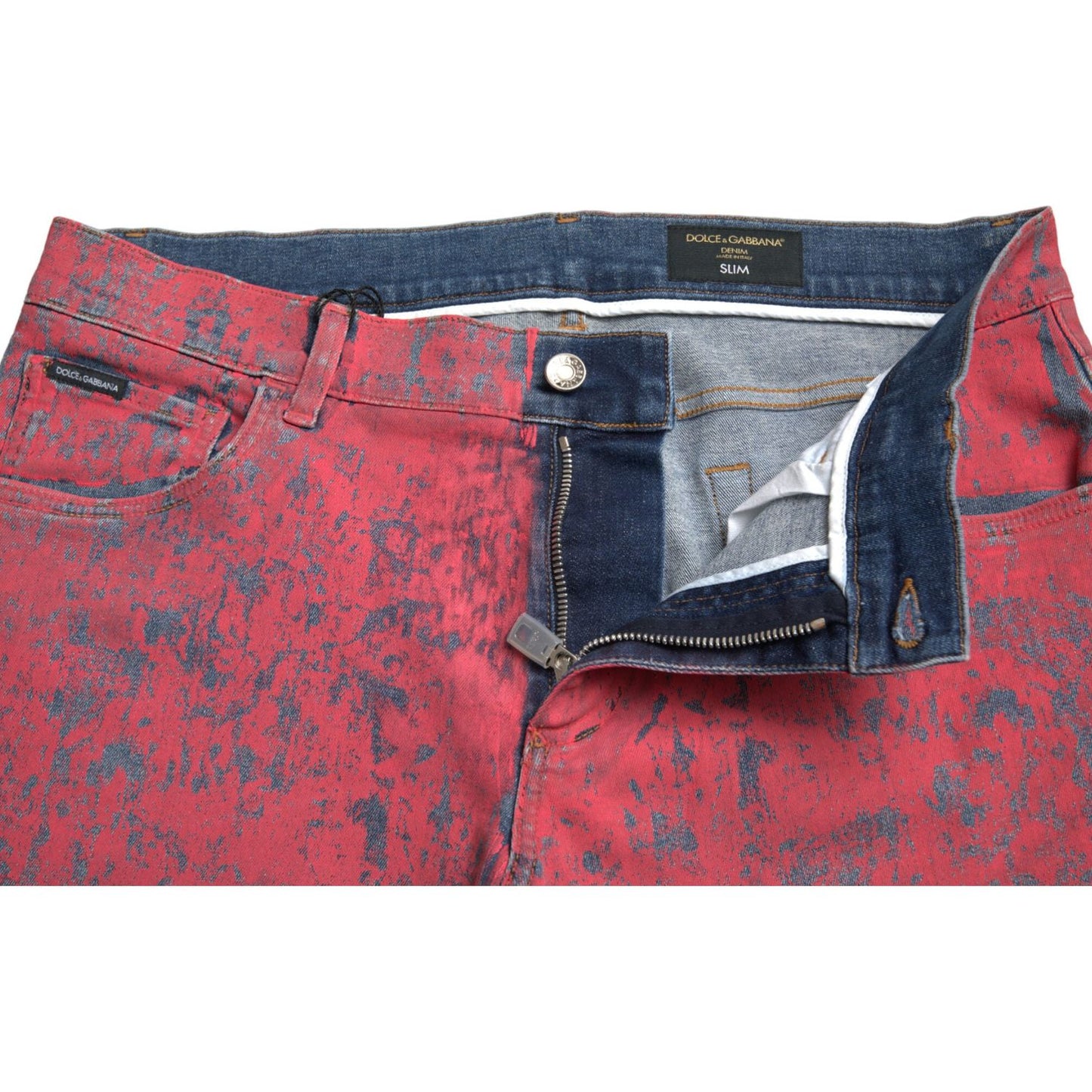 Dolce & Gabbana Red Tie Dye Skinny Denim Jeans Dolce & Gabbana