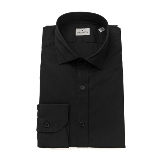 Bagutta Black Cotton Men's Slim Shirt