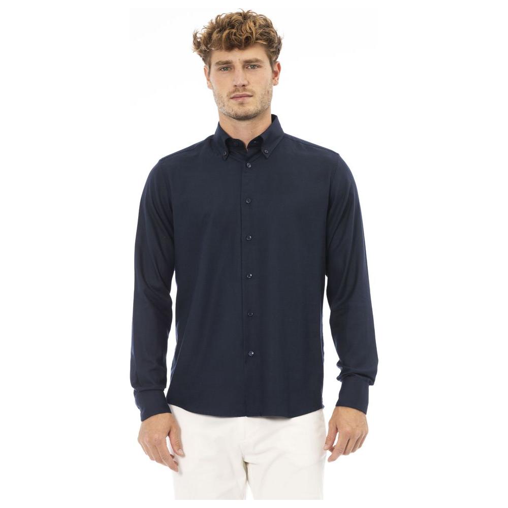 Baldinini Trend Blue Cotton Men Shirt Baldinini Trend