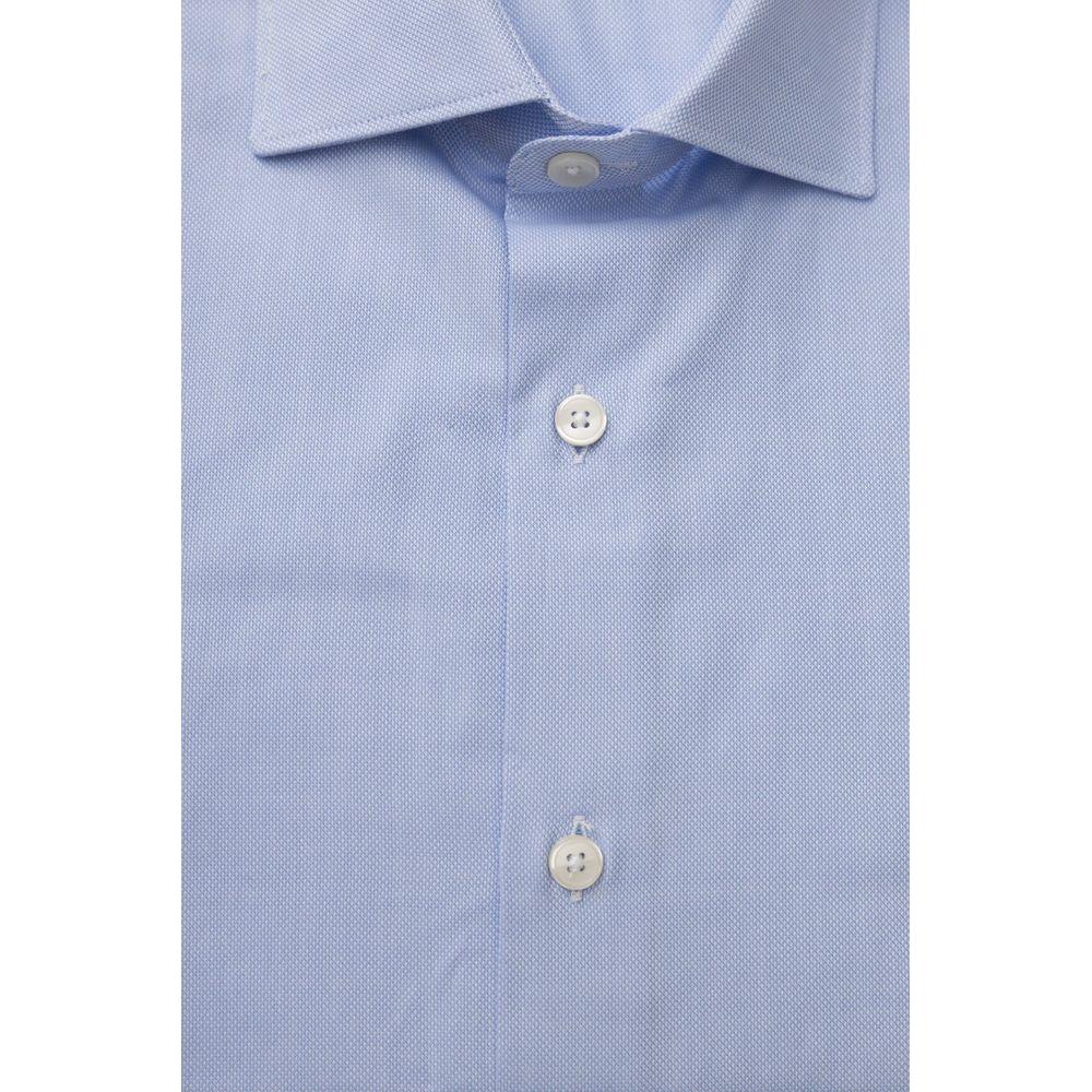 Bagutta Light Blue Cotton Men Shirt Bagutta