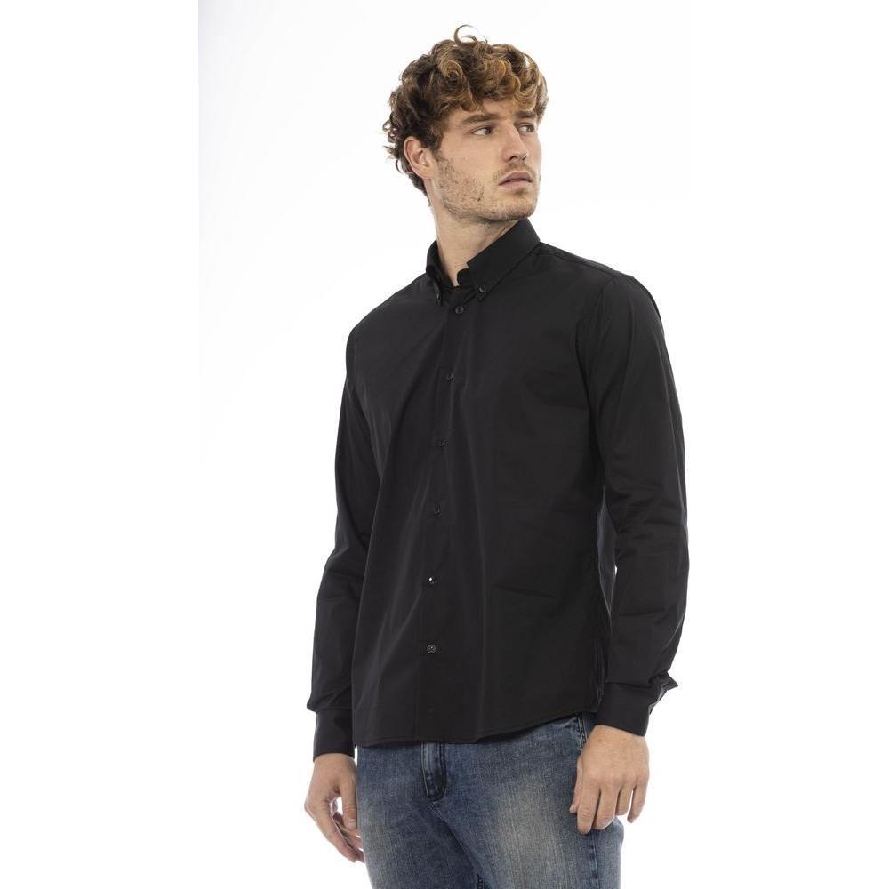 Baldinini Trend Black Cotton Men Shirt Baldinini Trend