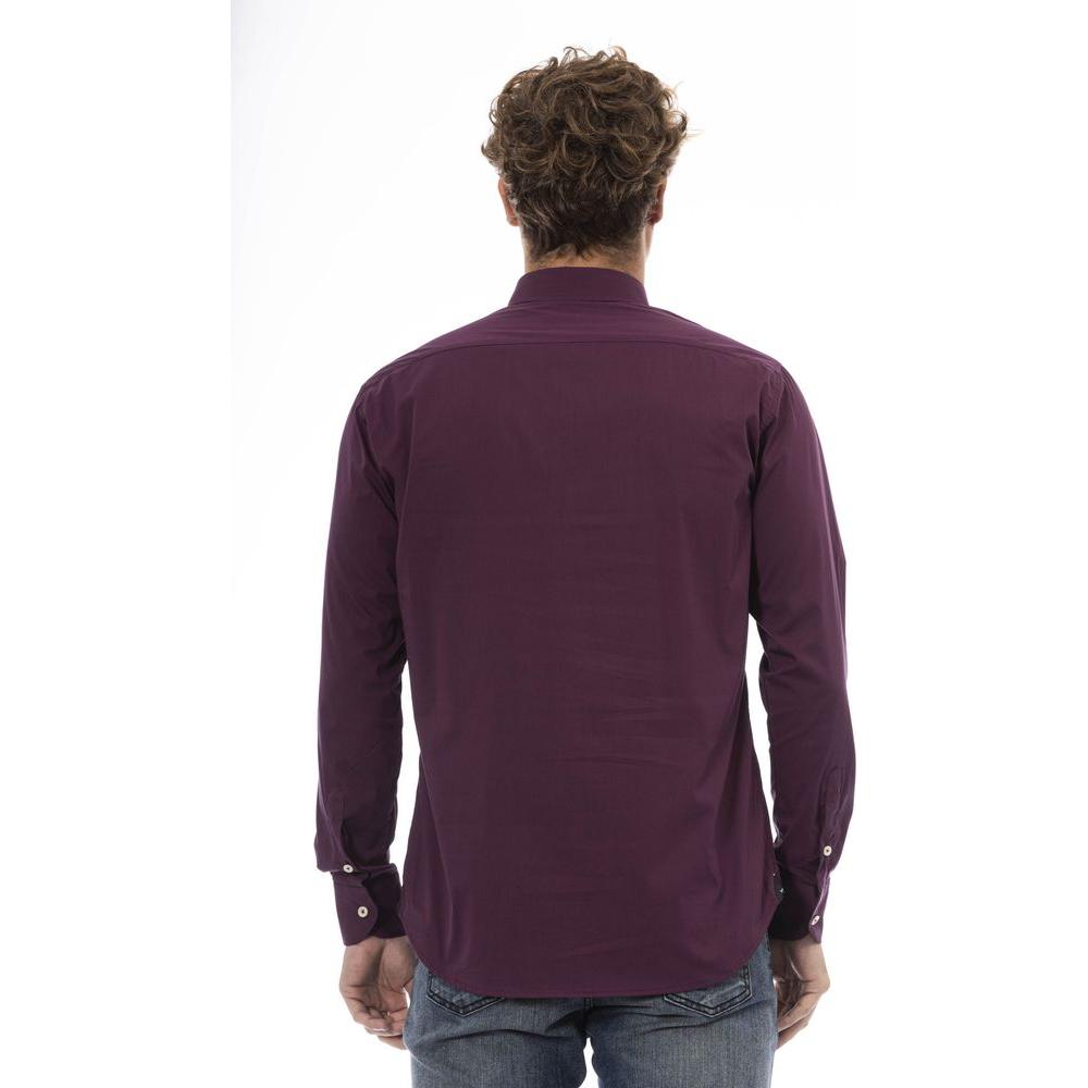 Baldinini Trend Burgundy Cotton Men Shirt Baldinini Trend