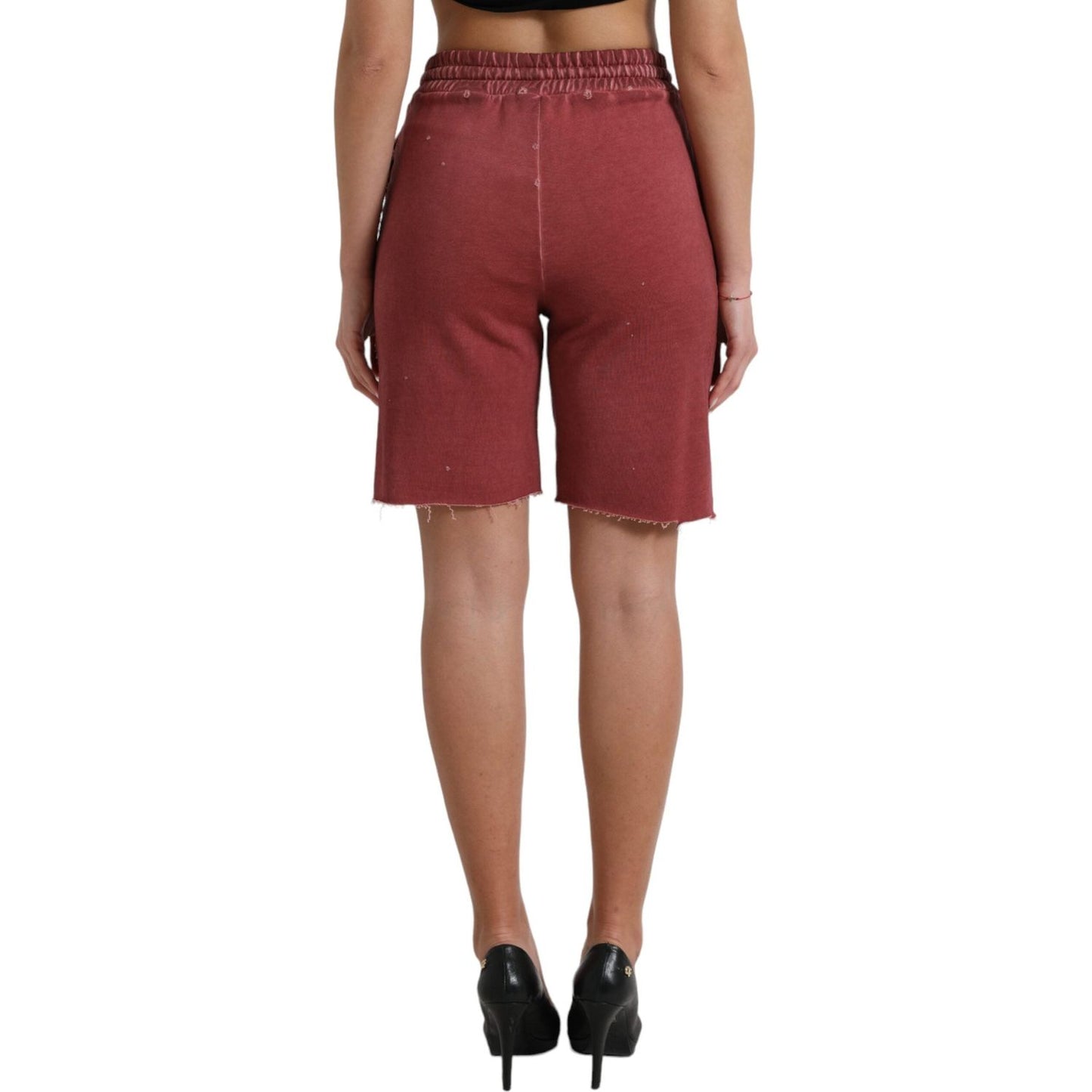 Dolce & Gabbana Chic Maroon High-Waist Designer Sweatshorts Dolce & Gabbana