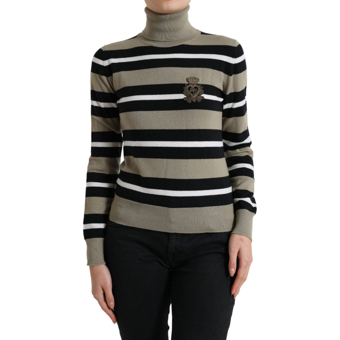 Dolce & Gabbana Multicolor Striped Wool Turtleneck Sweater Dolce & Gabbana