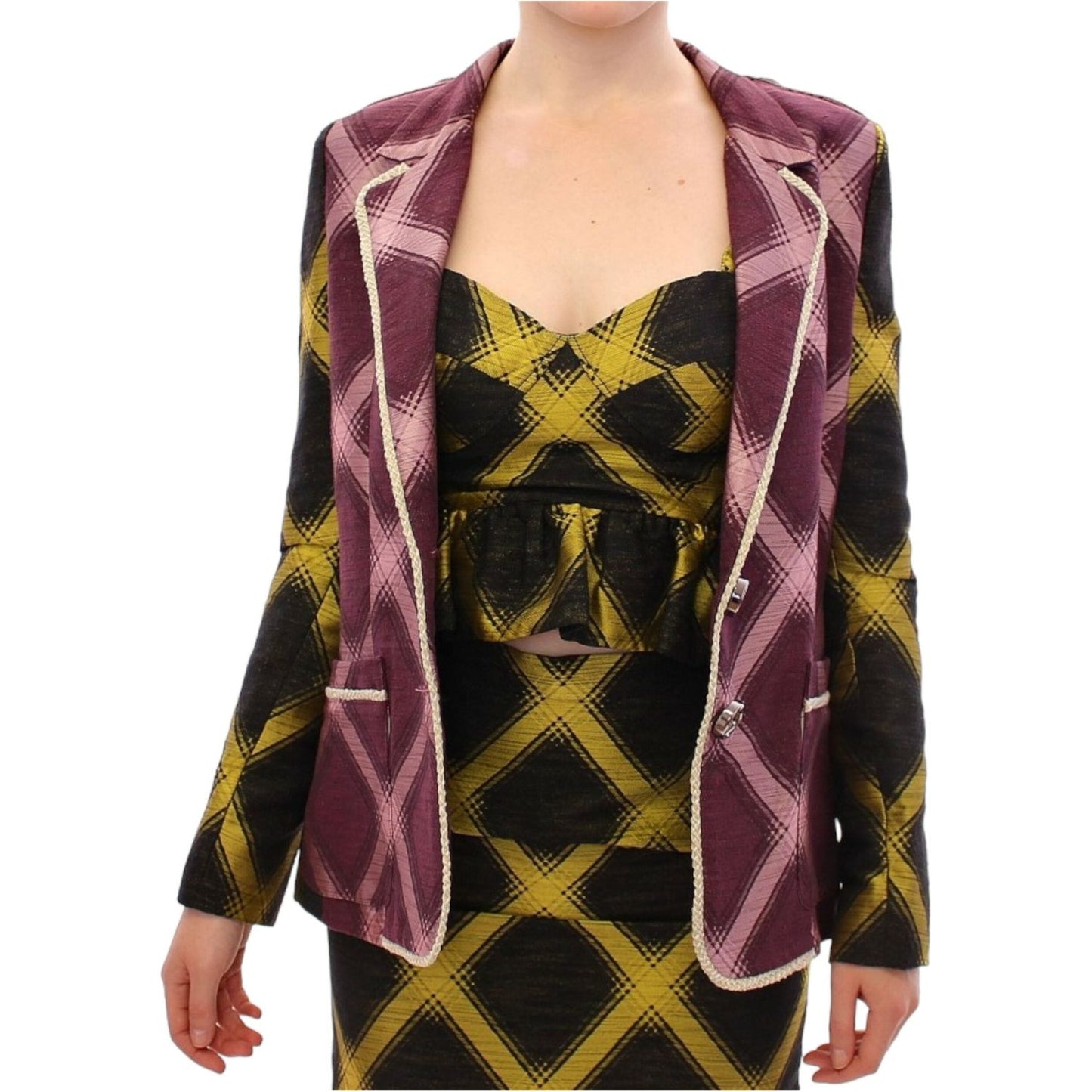 House of Holland Purple checkered blazer jacket