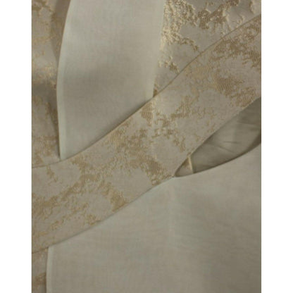 Zeyneptosun Beige brocade sleeveless jacket vest Zeyneptosun