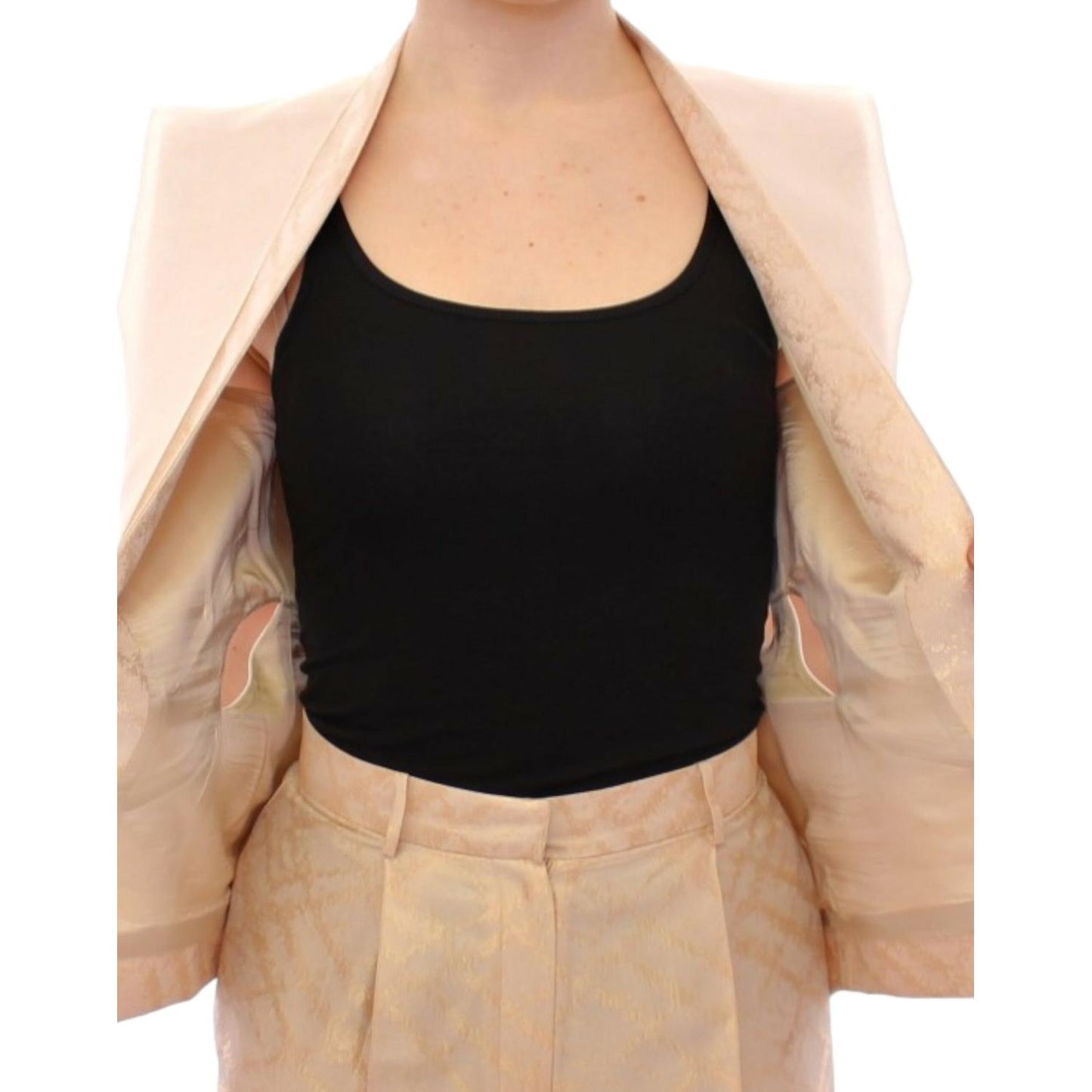 Zeyneptosun Beige brocade sleeveless jacket vest Zeyneptosun
